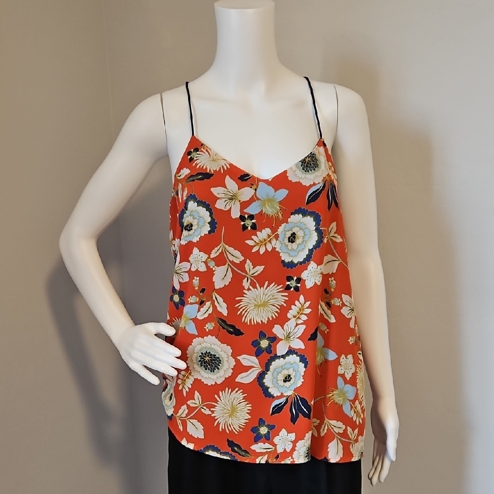 Floral Spaghetti Strap Top - Orange